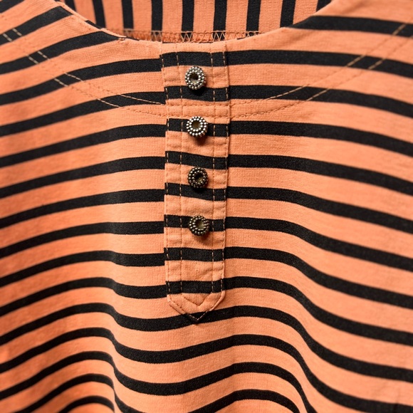 Orange black striped boxy cutout short sleeve sz large - Picture 3 of 7